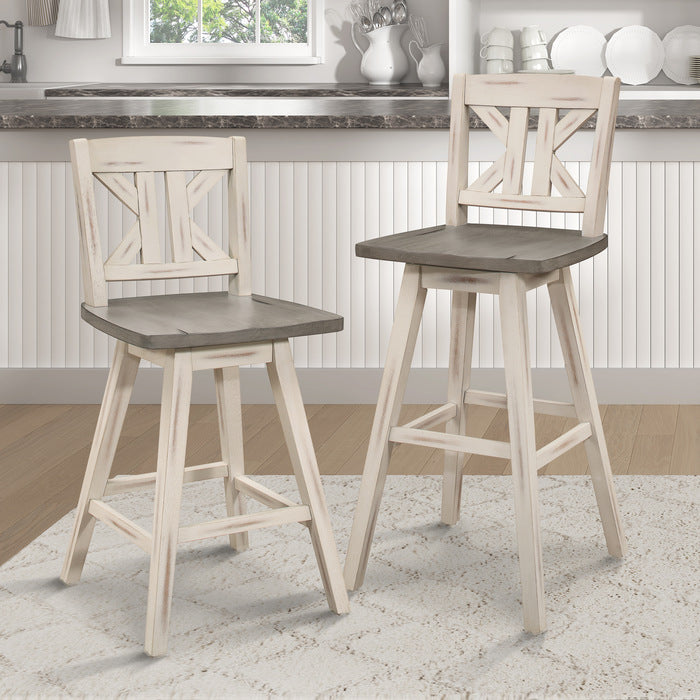 Amsonia White Swivel Pub Counter Height Chairs