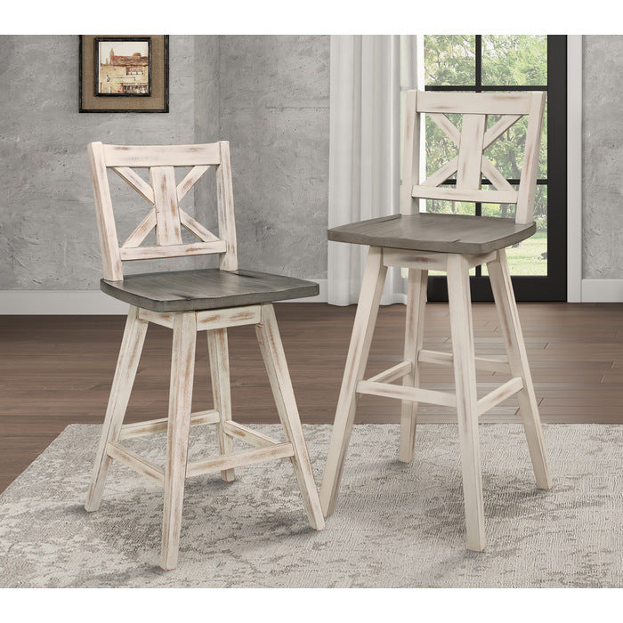 Amsonia White Swivel Pub Counter Height Chairs