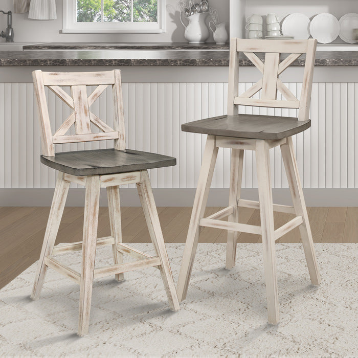 Amsonia White Swivel Pub Counter Height Chairs