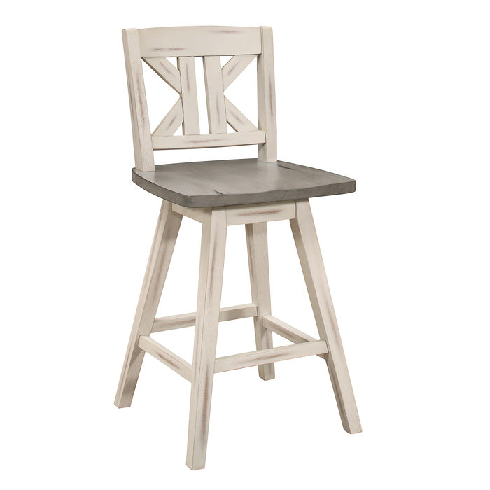 Amsonia White Swivel Pub Counter Height Chairs