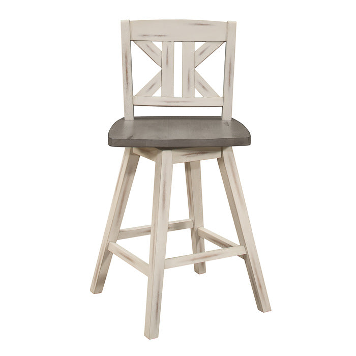Amsonia White Swivel Pub Counter Height Chairs