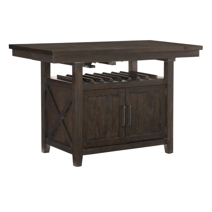 Oxton Distressed Dark Cherry Counter Height Table With Storage Base