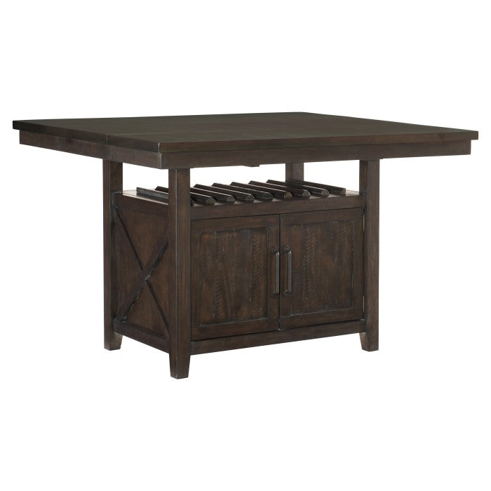 Oxton Distressed Dark Cherry Counter Height Table With Storage Base