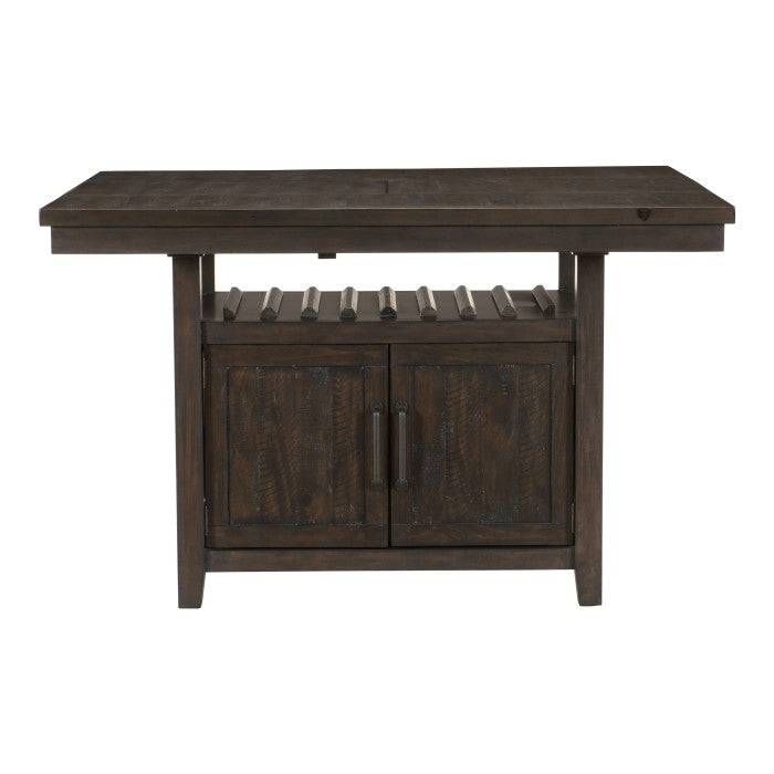Oxton Distressed Dark Cherry Counter Height Table With Storage Base