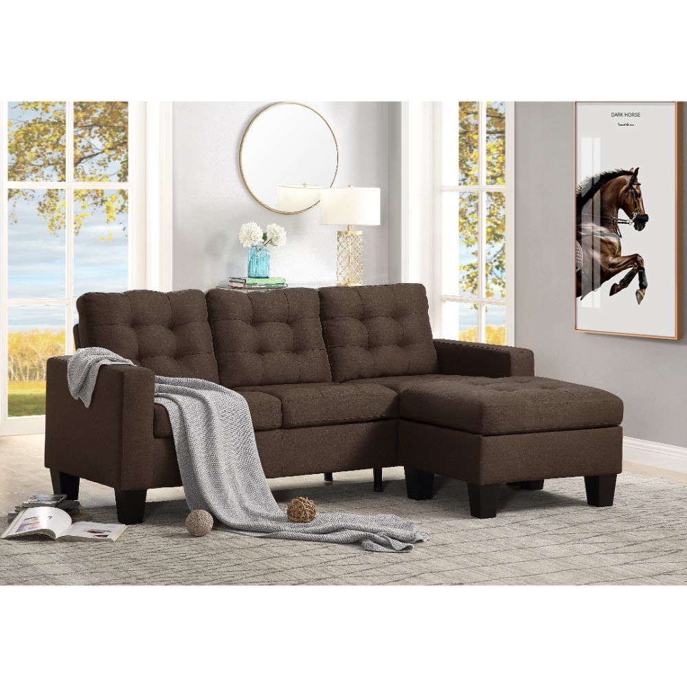 Earsom Brown Linen Sofa