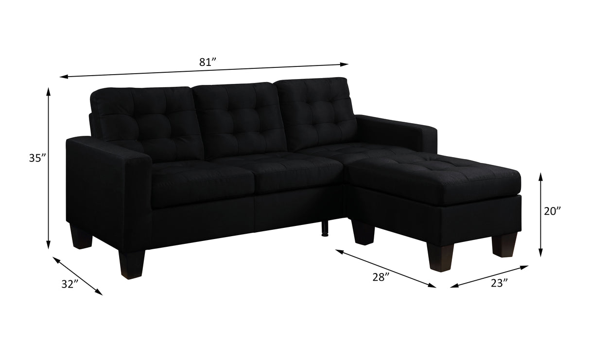 Earsom Black Linen Sofa