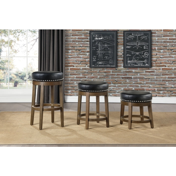 Westby Black/Brown Round Swivel Stool, Black, Set of 2