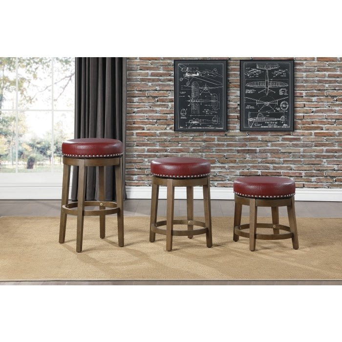 Westby Red/Brown Round Swivel Counter Height Stool, Set of 2