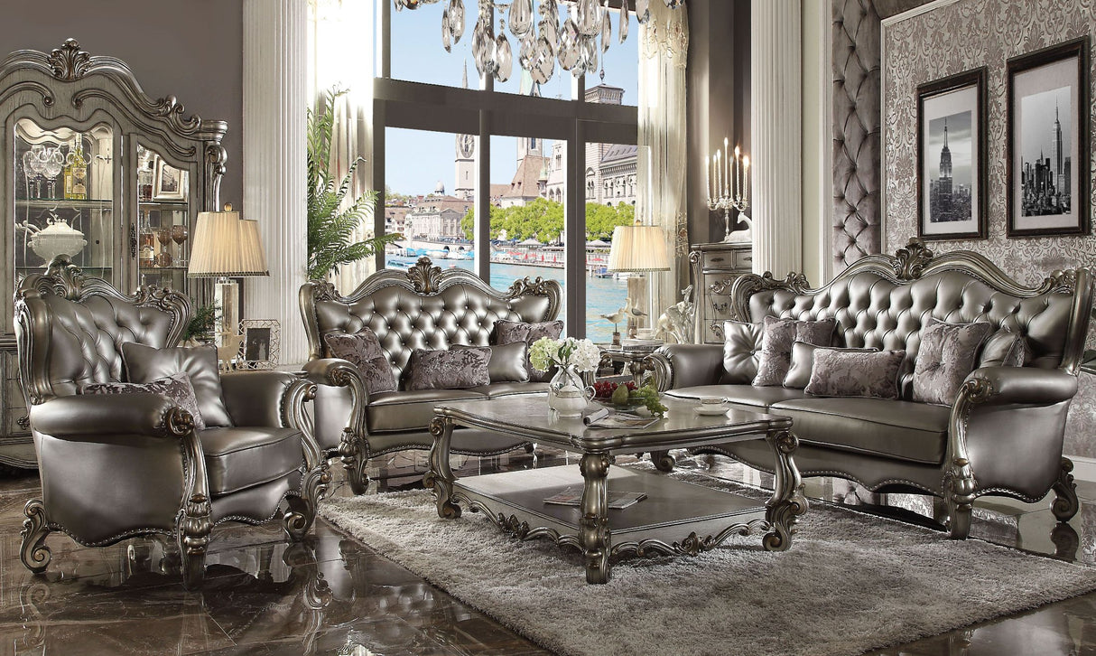 Versailles Silver Antique Platinum Living Room Set