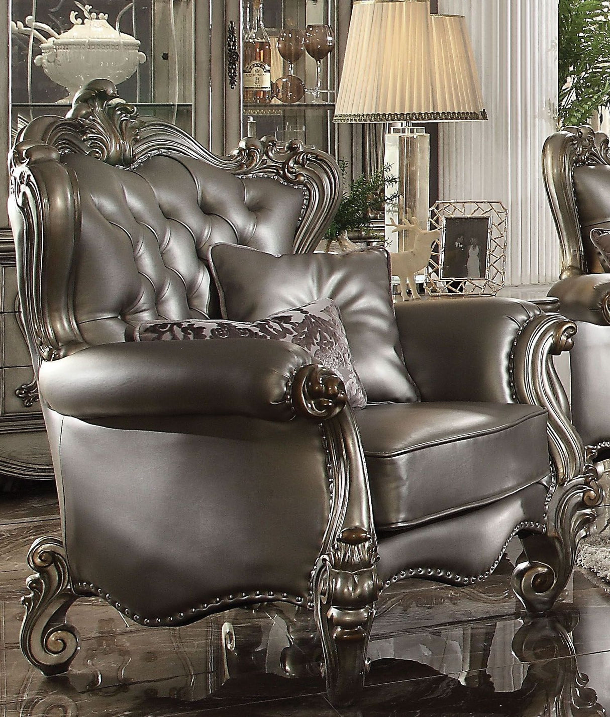 Versailles Silver Antique Platinum Living Room Set