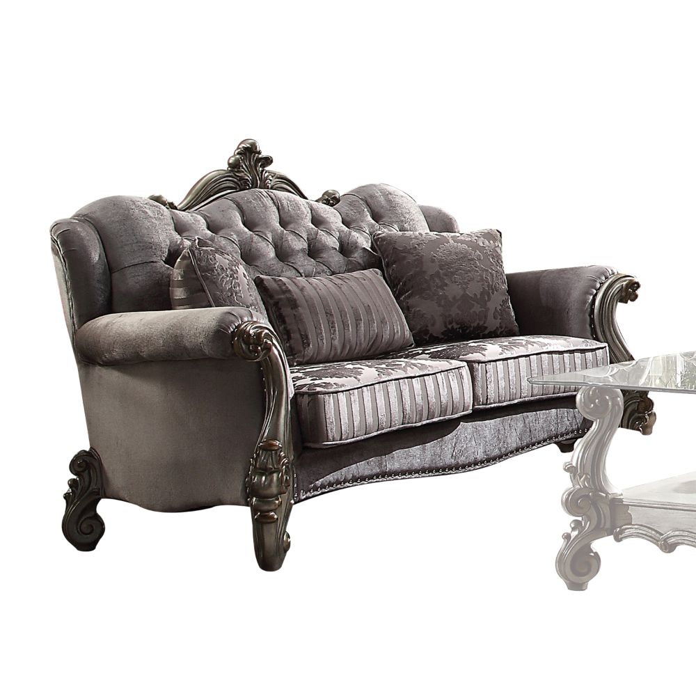 Versailles Velvet & Antique Platinum Loveseat