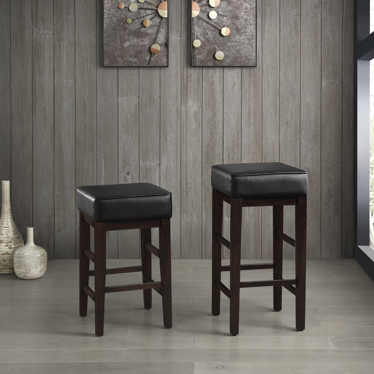 Pittsville Black/Espresso Counter Height Stool, Set of 2