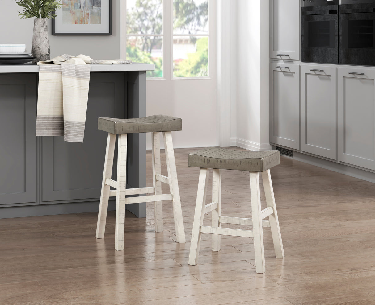 Caspian White And Coffee Counter Height Stool