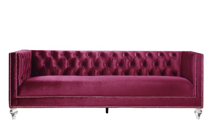 Heibero Burgundy Velvet Sofa