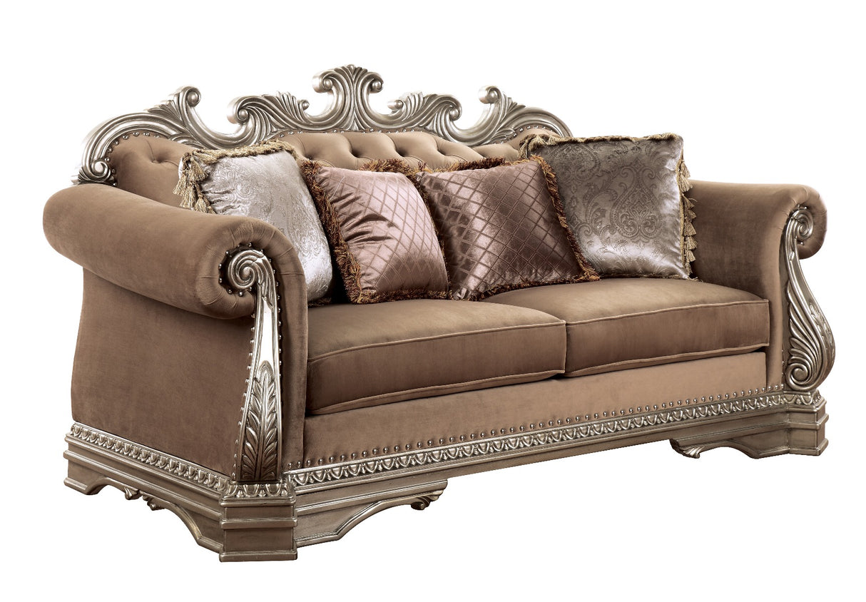 Northville Velvet & Antique Silver Finish Loveseat