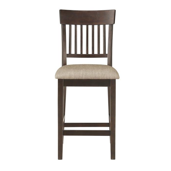 Balin Dark Brown Counter Height Chair, Slat Back