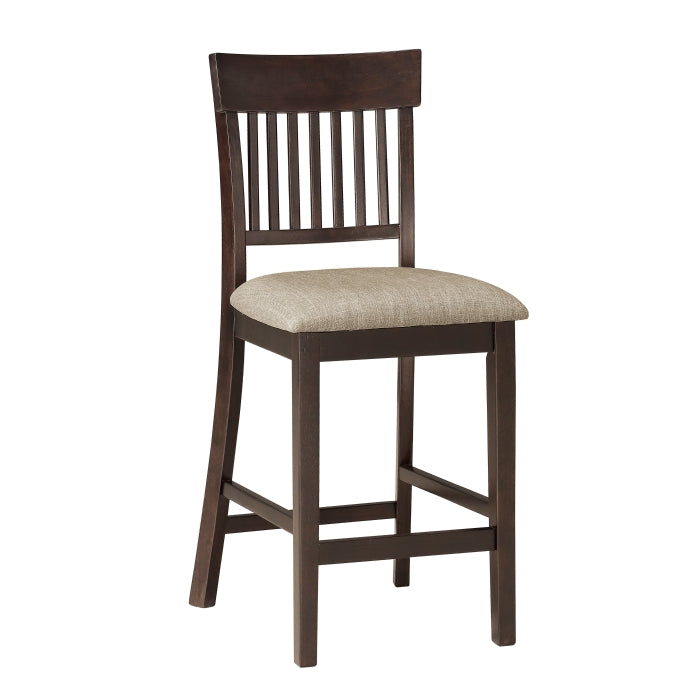 Balin Dark Brown Counter Height Chair, Slat Back