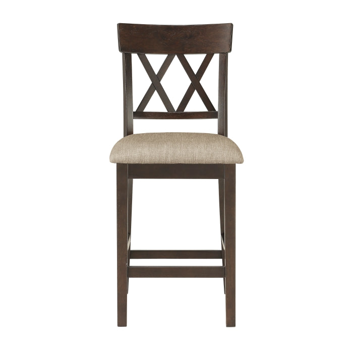 Balin Dark Brown Counter Height Chair, Double X Back