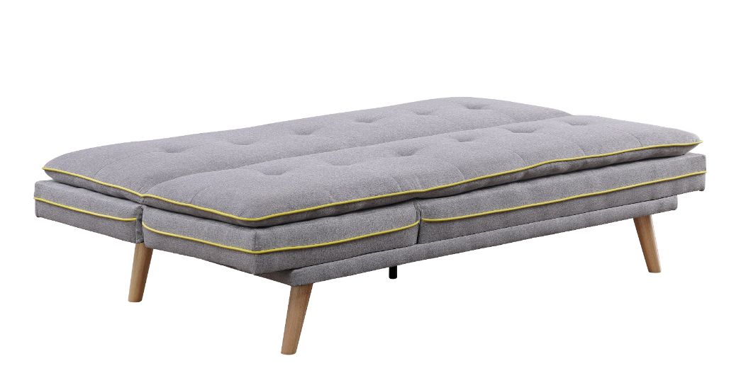 Savilla Gray Linen & Oak Finish Futon