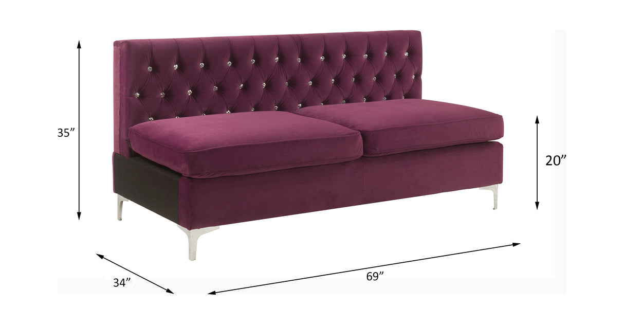 Jaszira Burgundy Velvet Sofa