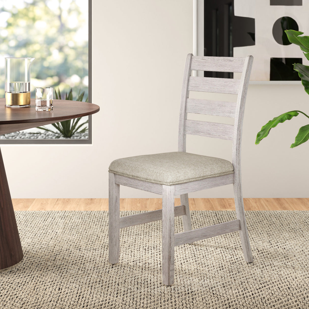 Ithaca Grayish White/Brown Side Chair