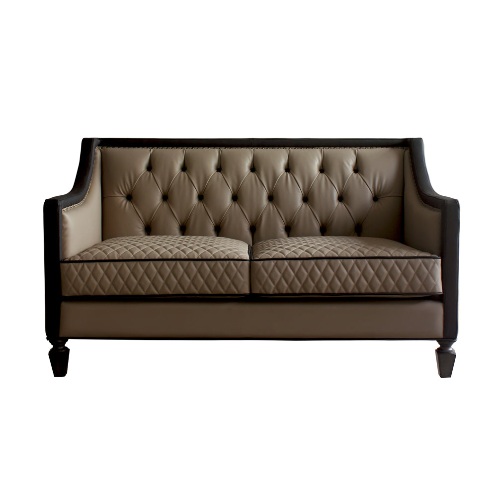 House Tan Synthetic Leather , Black Synthetic Leather & Charcoal Finish Beatrice Loveseat