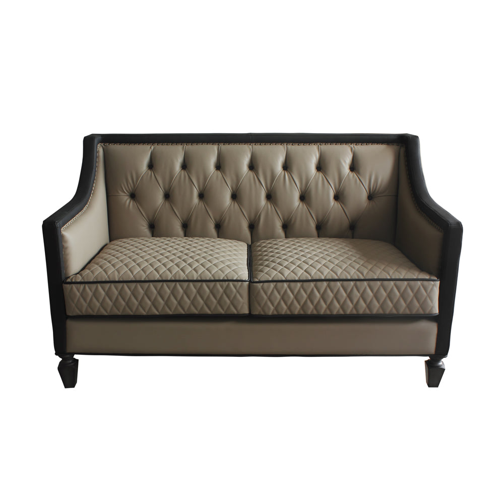 House Tan Synthetic Leather , Black Synthetic Leather & Charcoal Finish Beatrice Loveseat