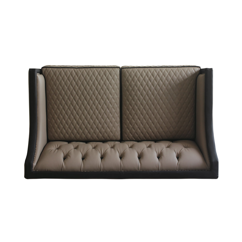House Tan Synthetic Leather , Black Synthetic Leather & Charcoal Finish Beatrice Loveseat