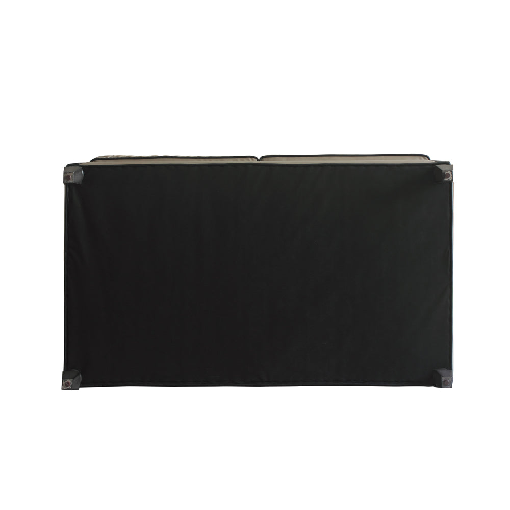 House Tan Synthetic Leather , Black Synthetic Leather & Charcoal Finish Beatrice Loveseat