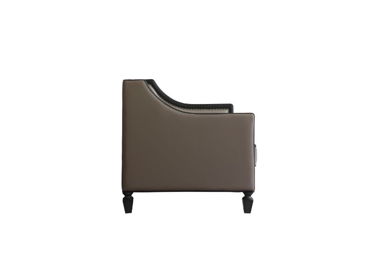 House Tan Synthetic Leather , Black Synthetic Leather & Charcoal Finish Beatrice Loveseat