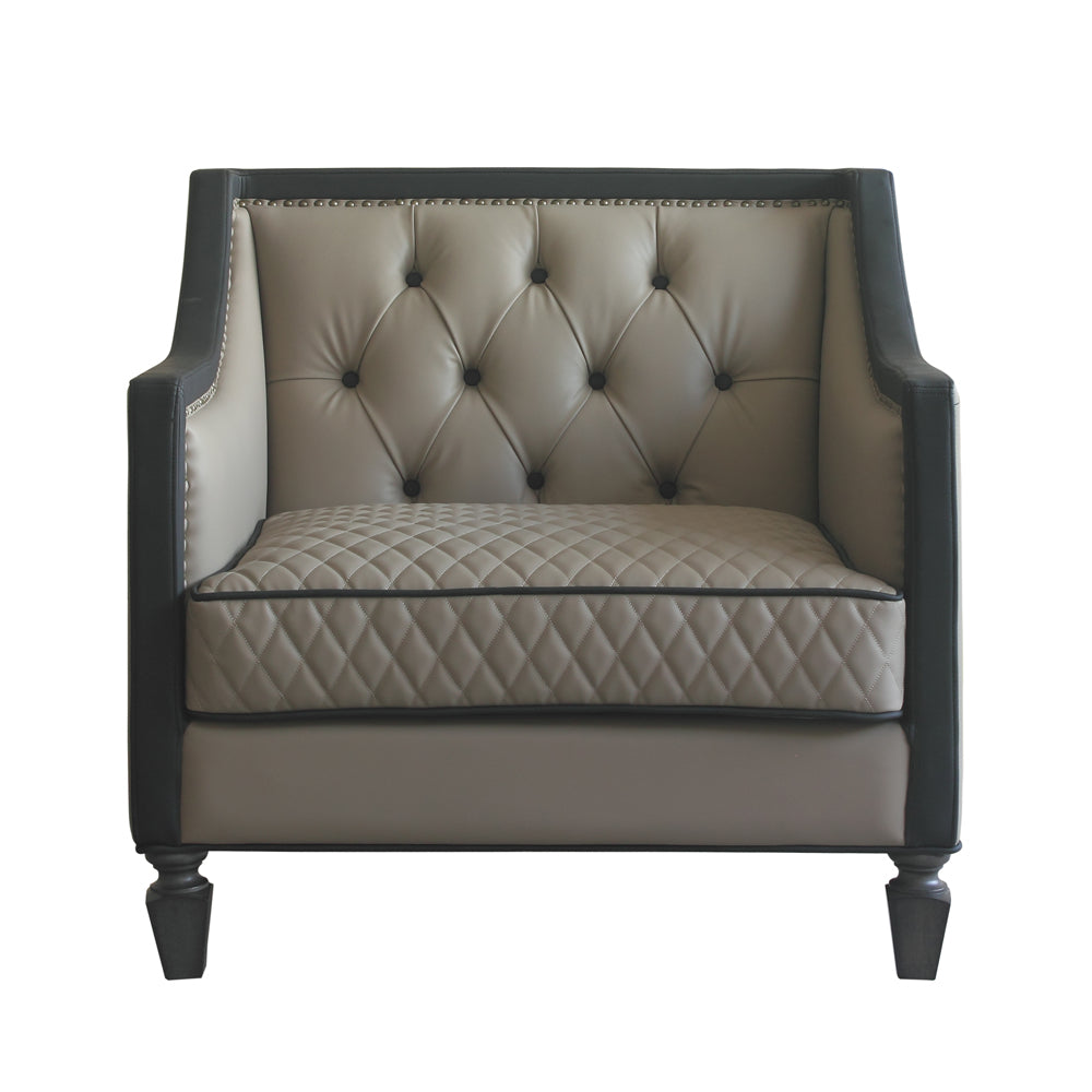 House Tan Synthetic Leather , Black Synthetic Leather & Charcoal Finish Beatrice Chair