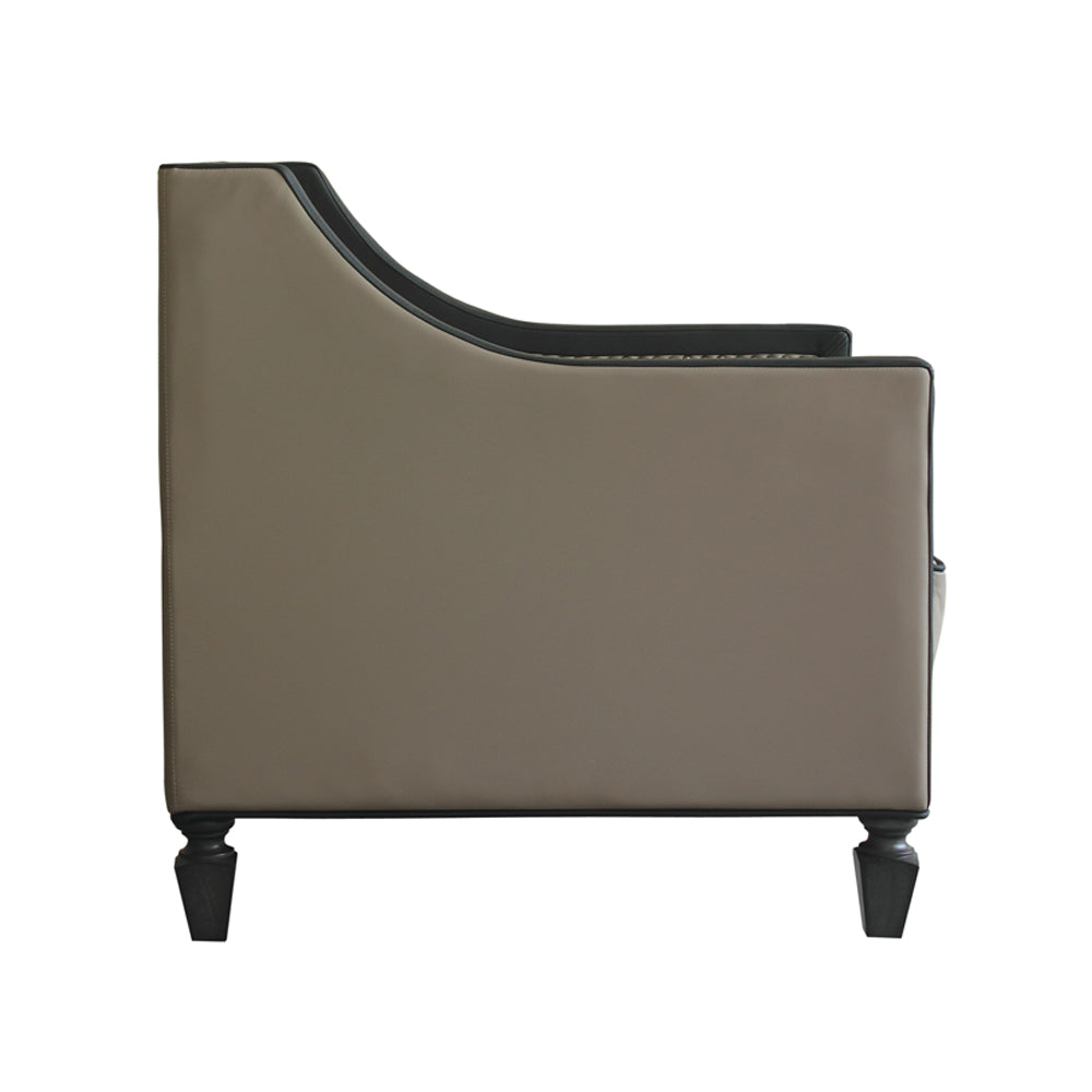 House Tan Synthetic Leather , Black Synthetic Leather & Charcoal Finish Beatrice Chair
