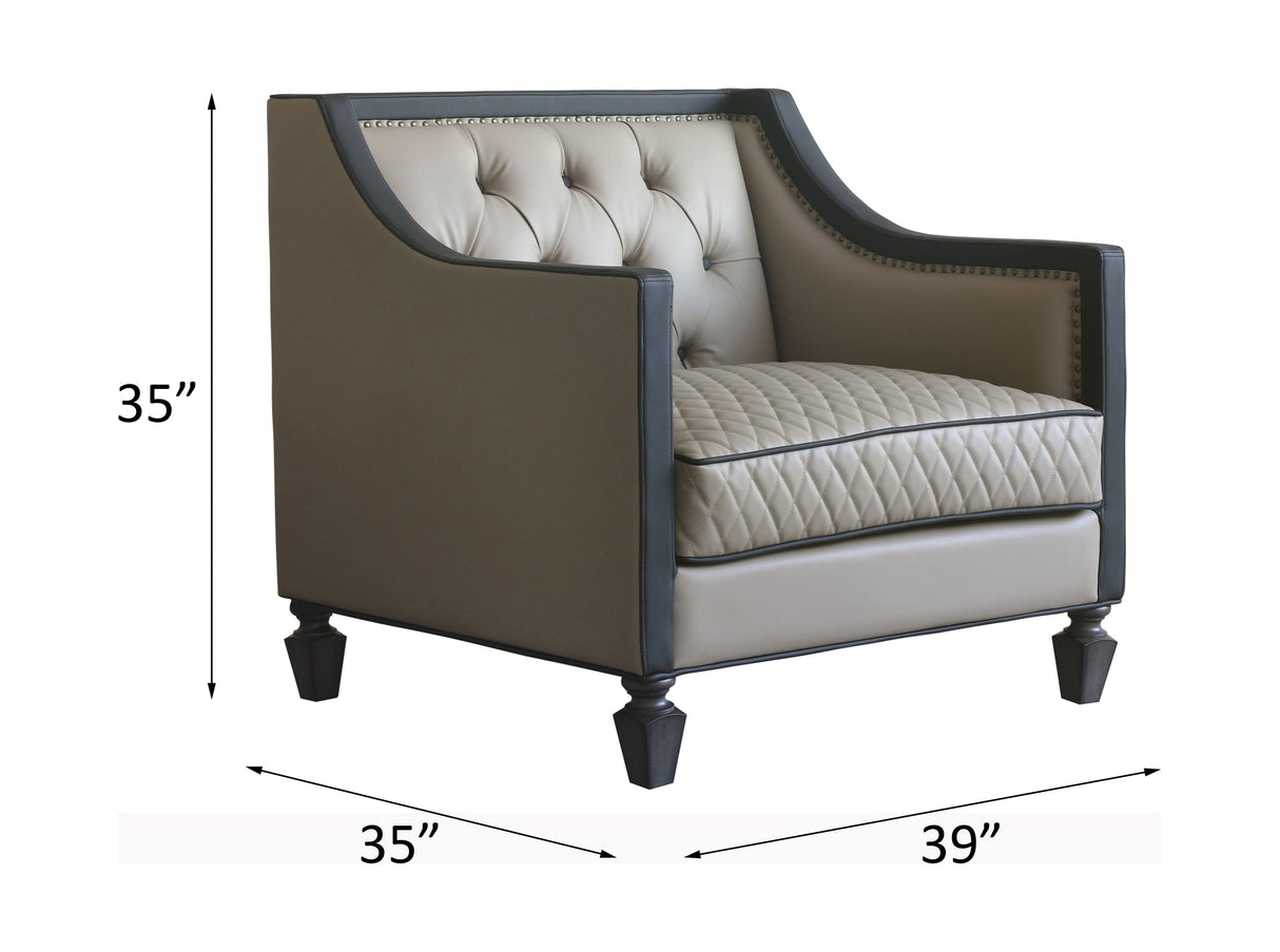 House Tan Synthetic Leather , Black Synthetic Leather & Charcoal Finish Beatrice Chair