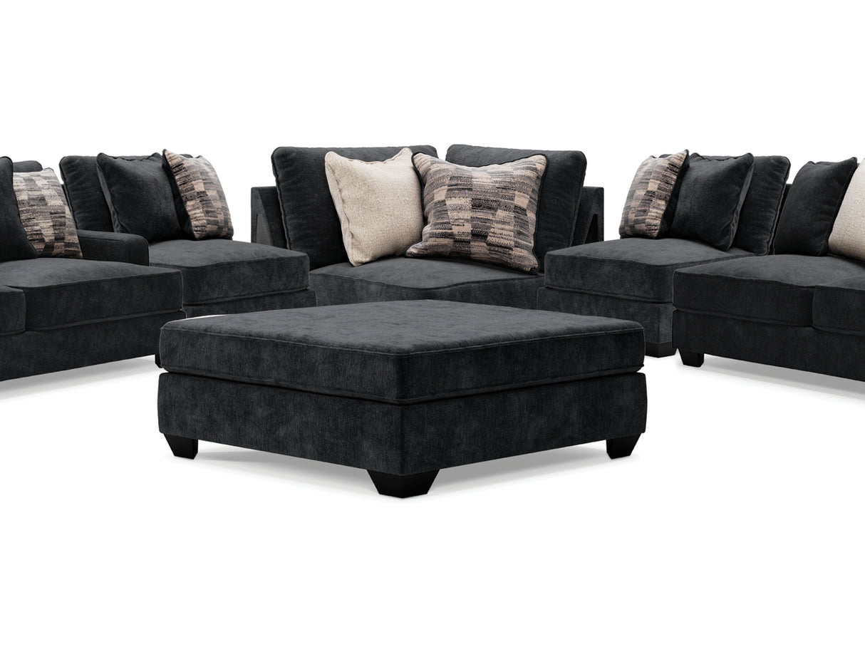 Lavernett Charcoal 5-Piece Sectional And Ottoman