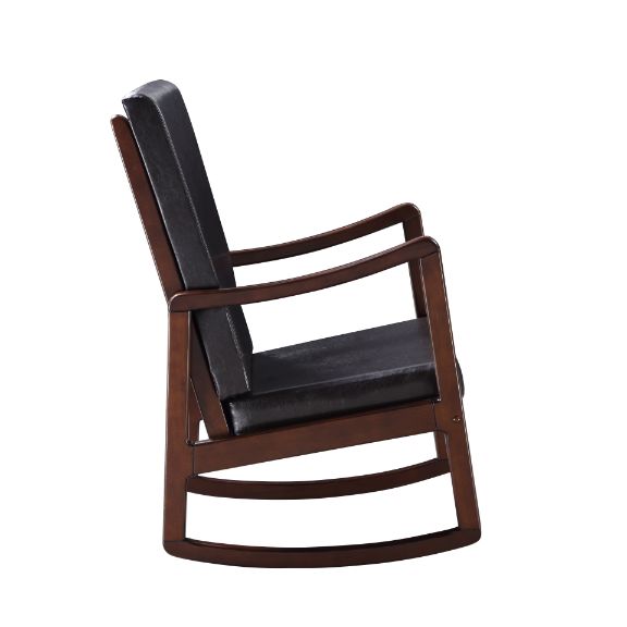 Raina Dark Brown Synthetic Leather & Espresso Finish Rocking Chair