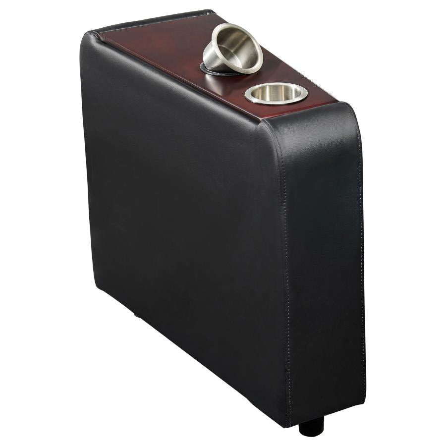 Toohey Home Theater Console Table With Two Cup Holders Black