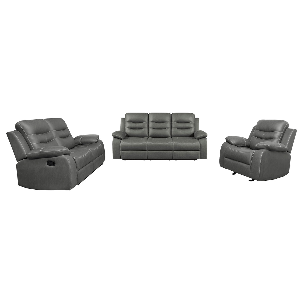 Nova Dark Grey 3-Piece Upholstered Padded Arm Sofa Set