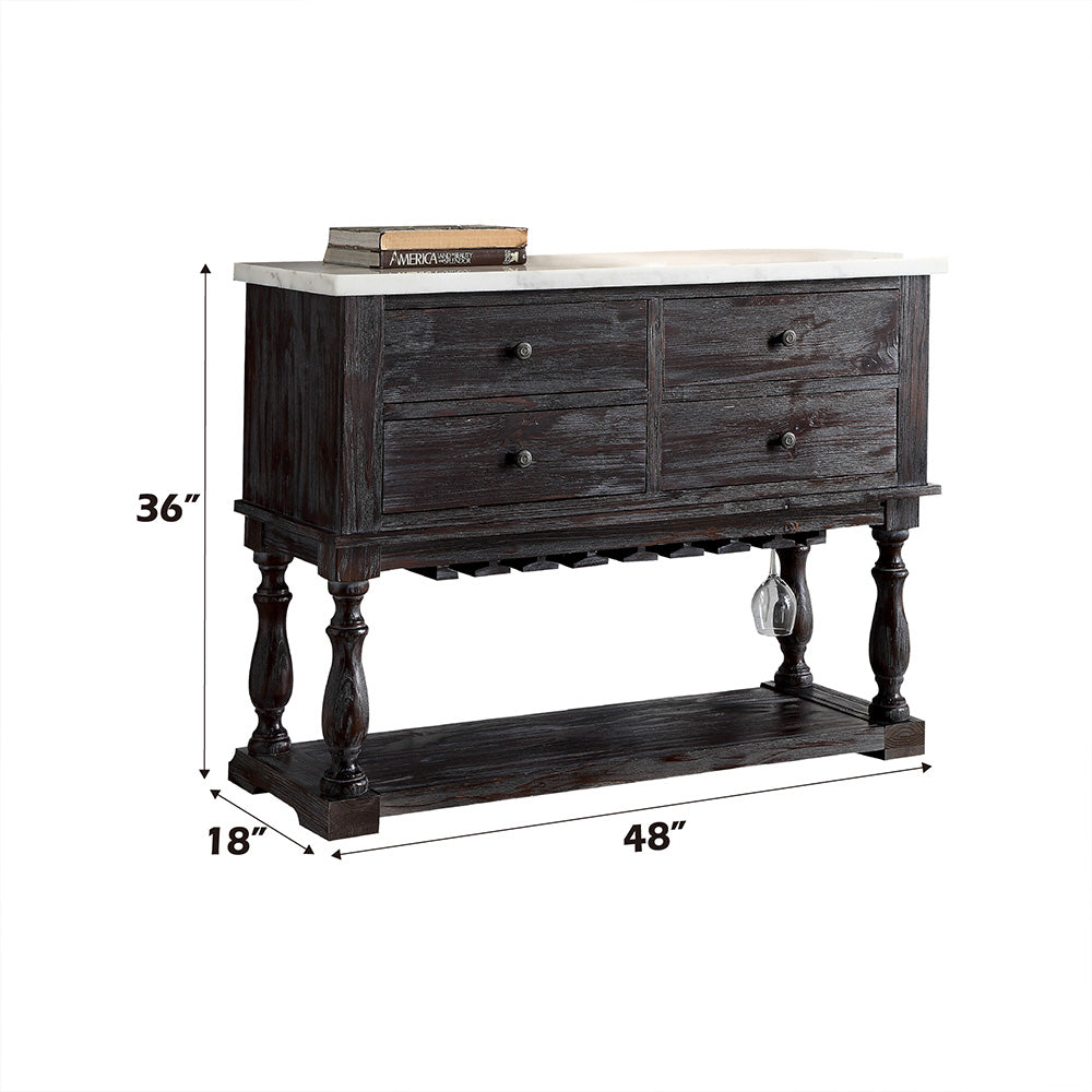 Gerardo White Marble Top & Weathered Espresso Finish Server