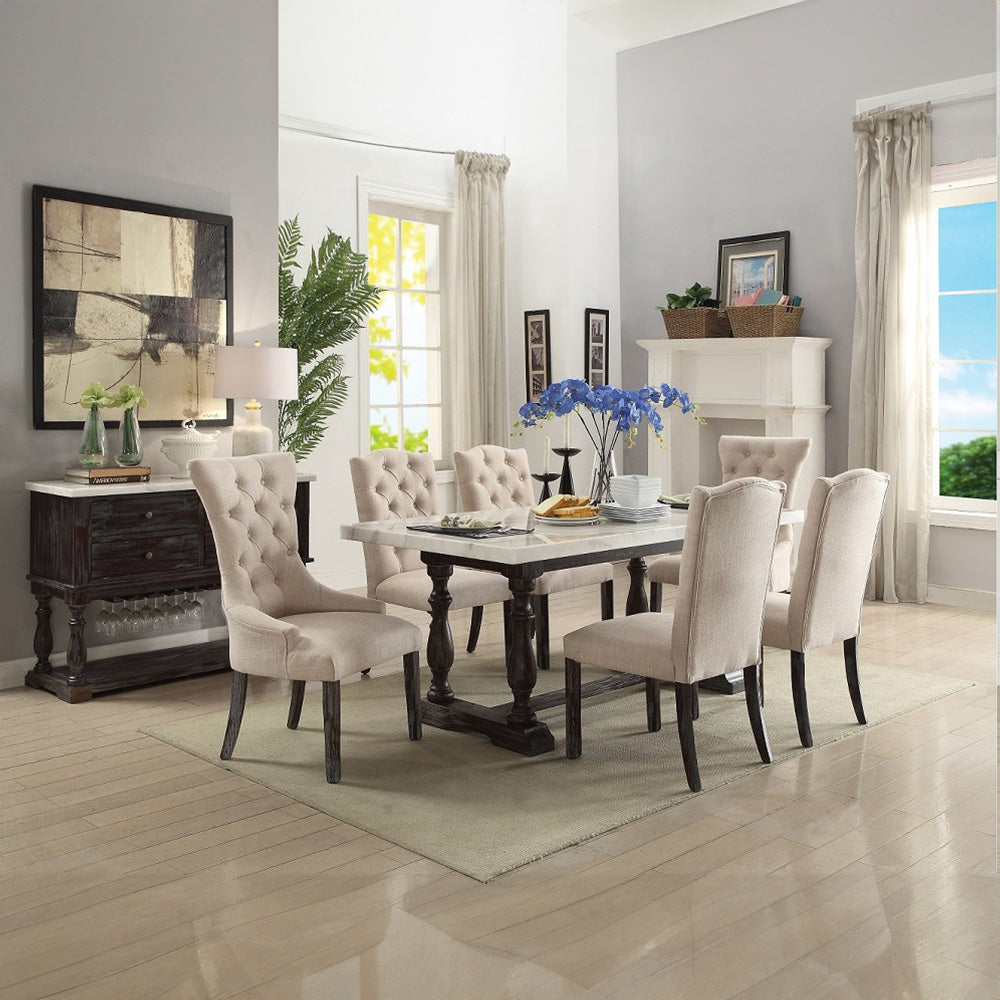 Gerardo White Marble Top & Weathered Espresso Finish Server