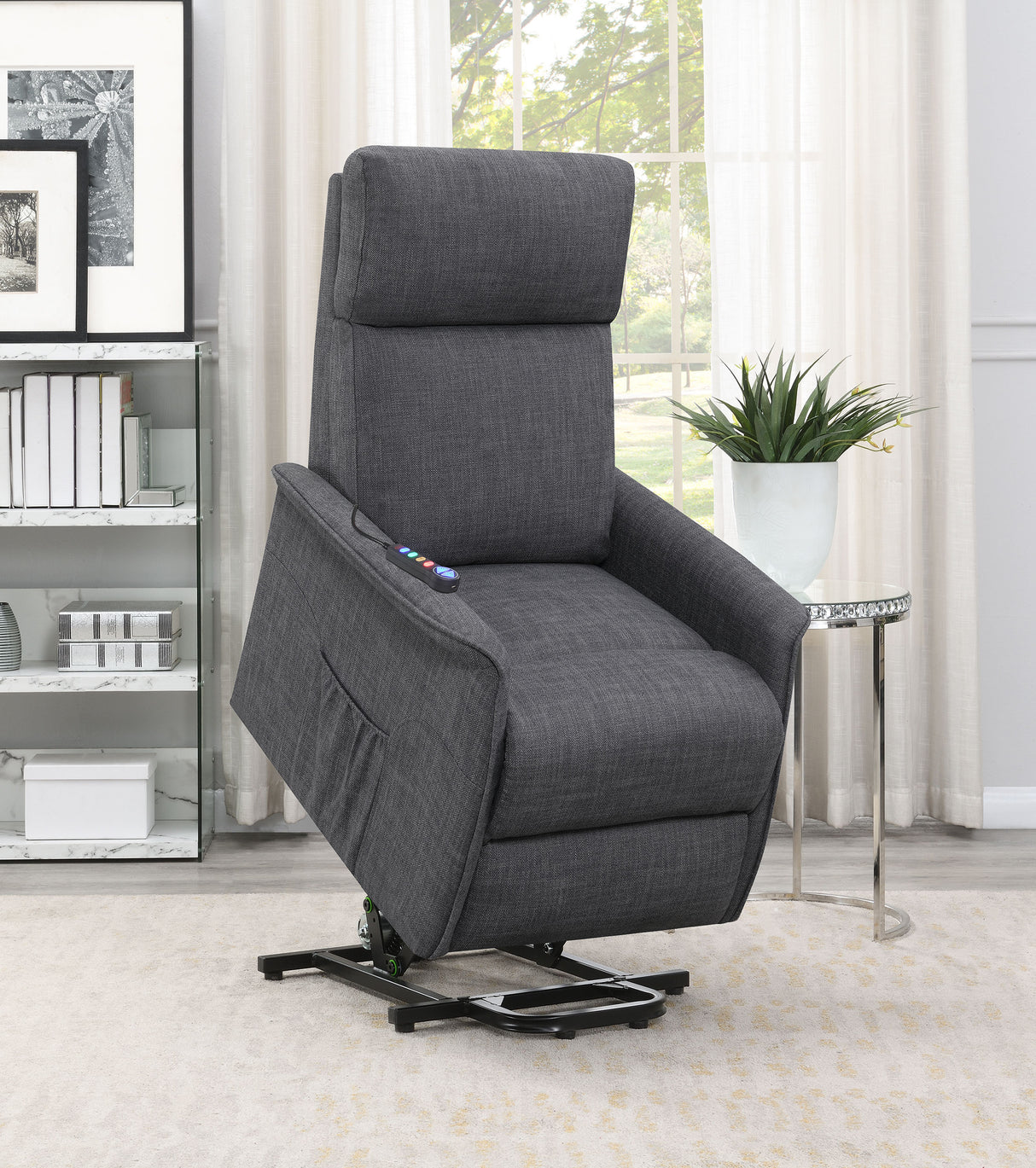 Herrera Power Lift Recliner With Wired Remote Charcoal