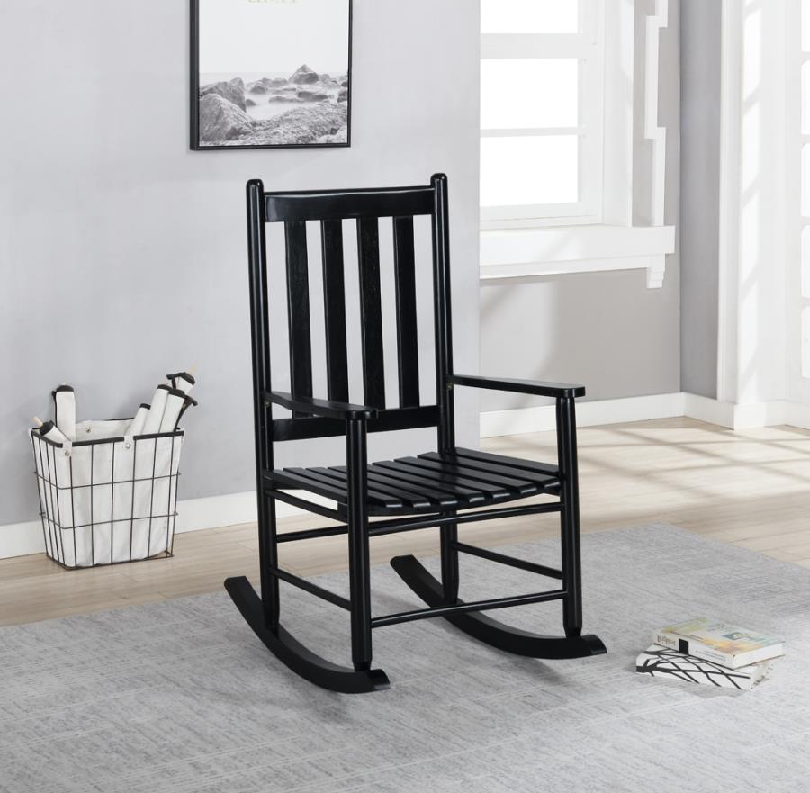 Annie Slat Back Wooden Rocking Chair Black