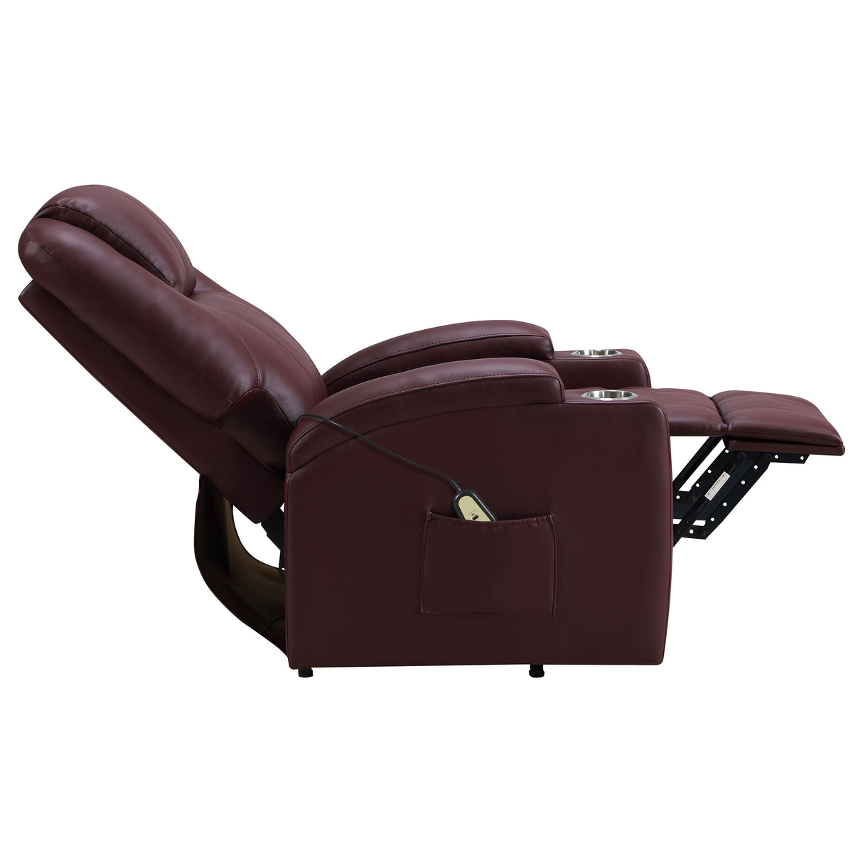 Armstrong Wine Upholstered Power Lift Massage Recliner Red