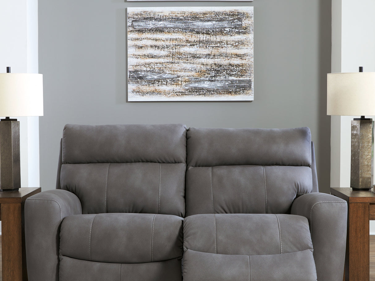 Next-Gen Durapella Slate 2-Piece Power Reclining Sectional Loveseat