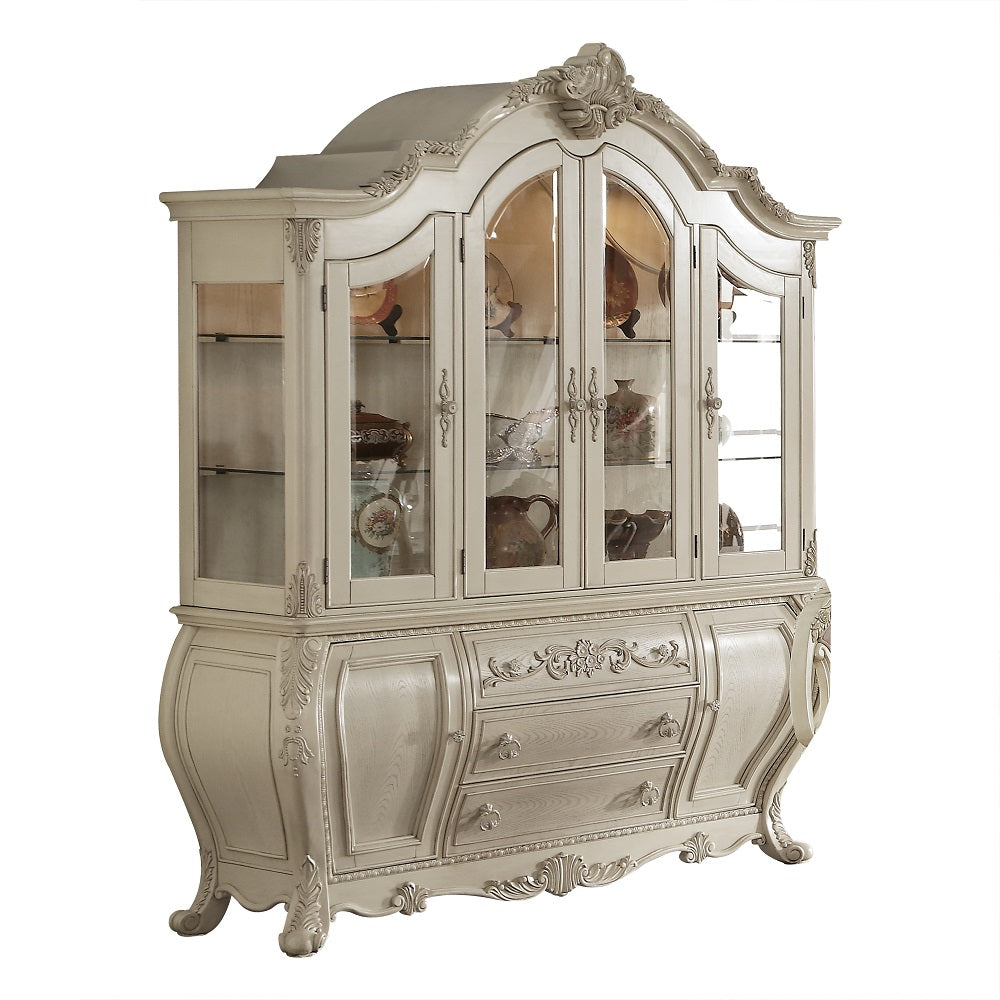 Ragenardus Antique White Finish Hutch & Buffet