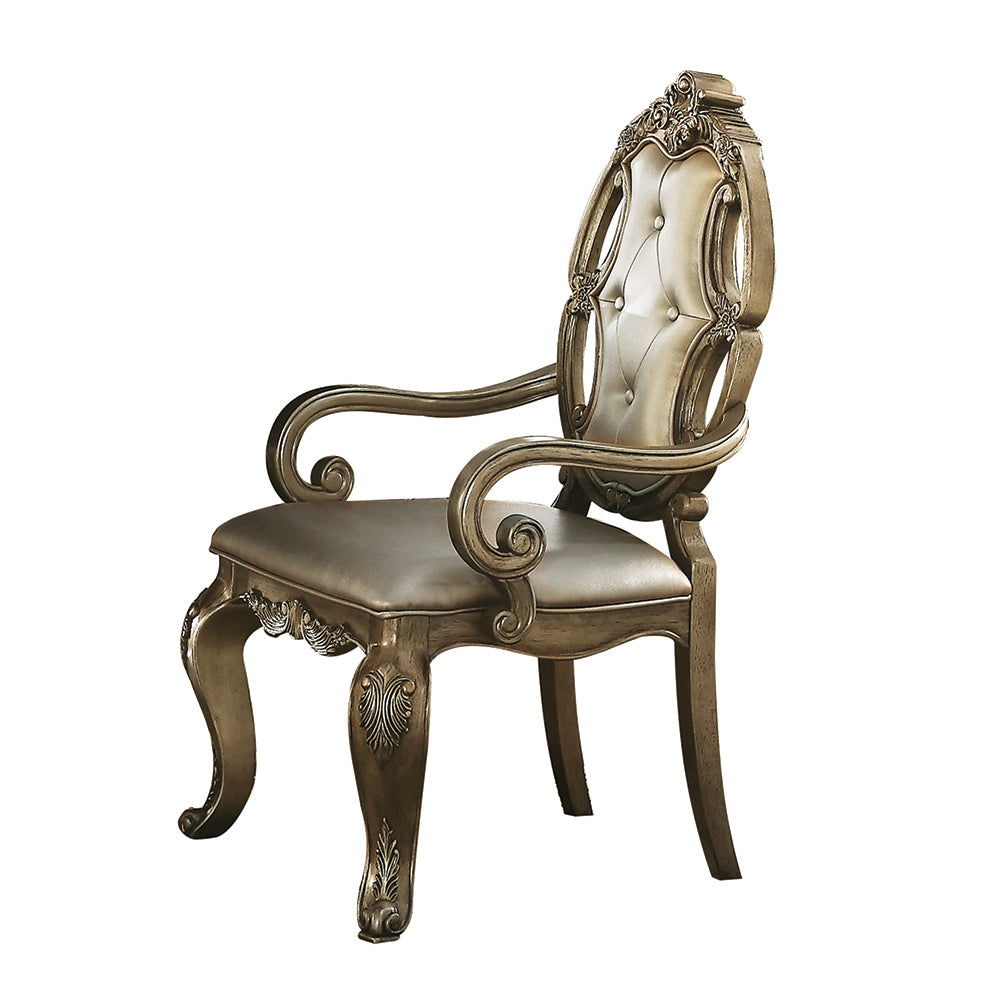 Ragenardus Vintage Synthetic Leather & Vintage Oak Finish Arm Chair (Set-2)