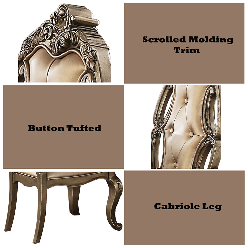 Ragenardus Vintage Synthetic Leather & Vintage Oak Finish Arm Chair (Set-2)