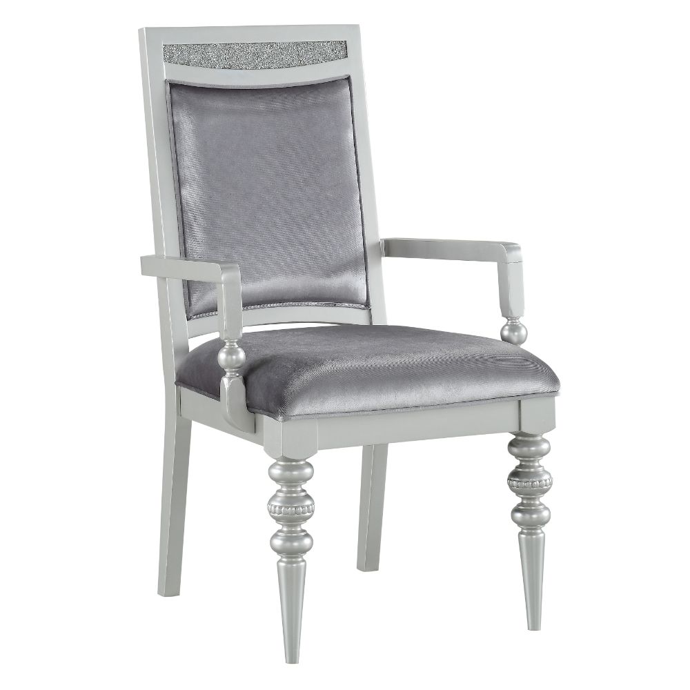 Maverick Fabric & Platinum Finish Arm Chair (Set-2)