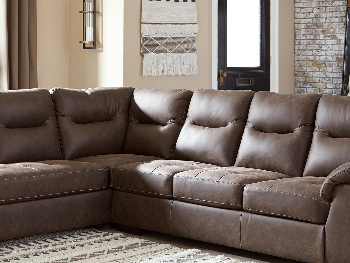 Maderla Walnut 2-Piece Left-Arm Facing Sectional With Chaise