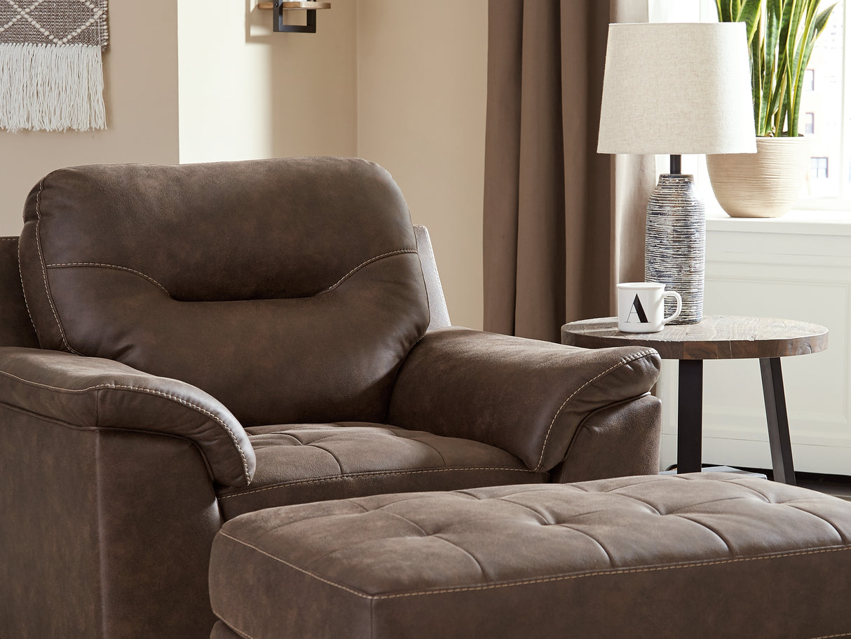 Maderla Walnut Chair And Ottoman