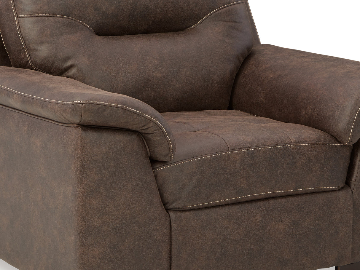 Maderla Walnut Chair And Ottoman